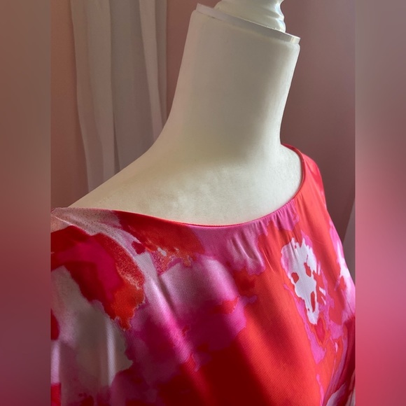 NWT Sandra Darren Art To Wear Sunset Midi Ruffle Flow‎ Sleeve Shawl Dress: BB59 - Picture 5 of 13